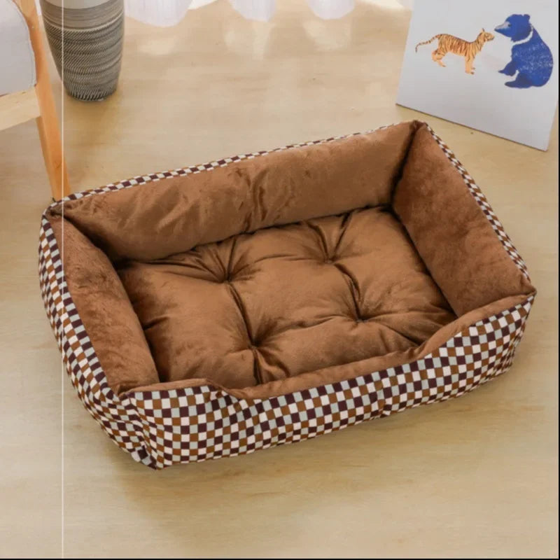 Square Dogs Bed, Dog Pet Accessories, Plush Calming Sofa Bed Soft Cushion for Little Small & Medium Cats Dogs